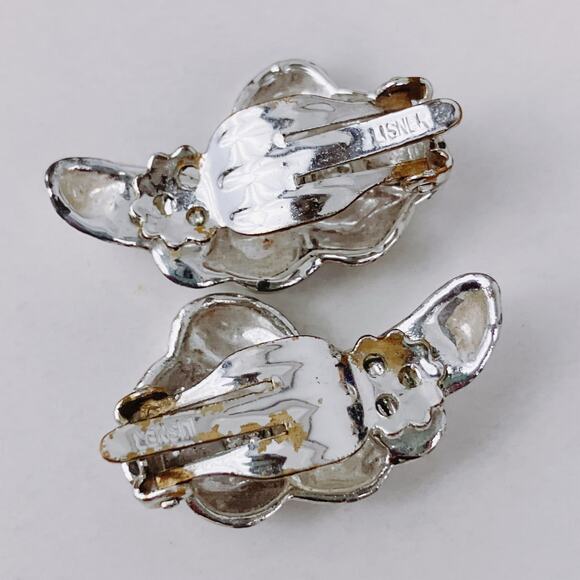 Vintage Lisner Silver Tone Knot Ribbon Brooch Earring Set, MCM 1960's Jewelry - Picture 6 of 10